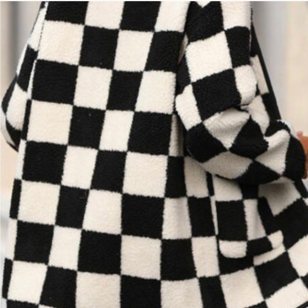 Checkered Black and White Women's Jacket - Picture 2 of 5